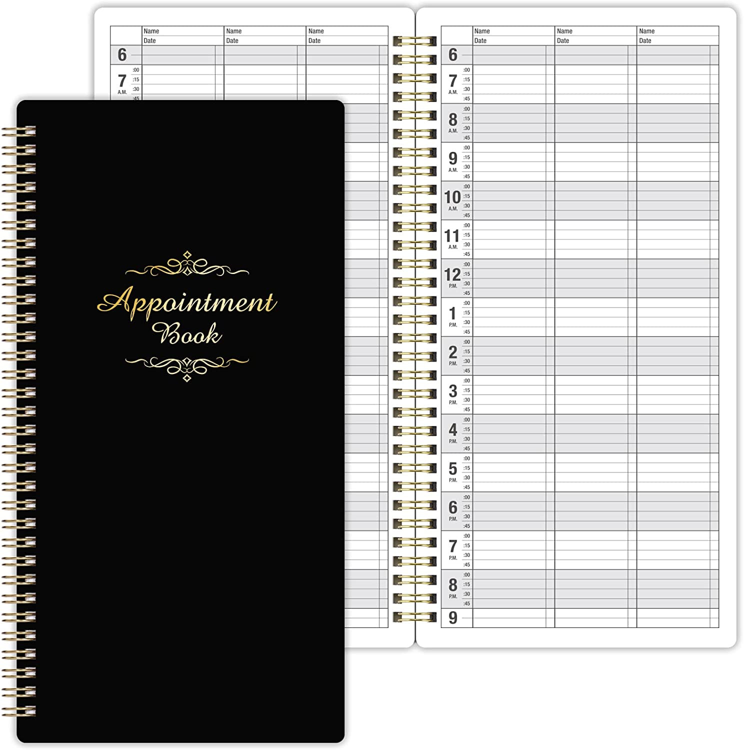 3 Column Appointment Book – Daily and Hourly Schedule Book with 200 Pages