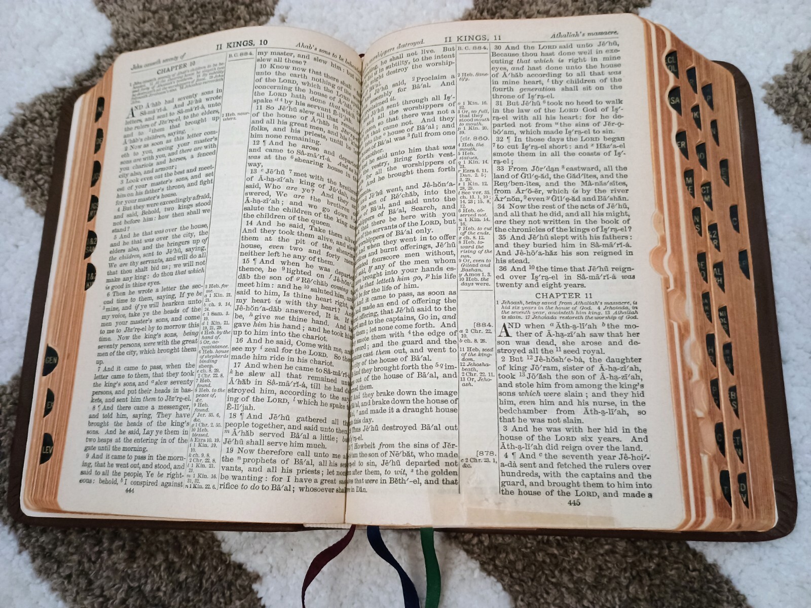 HOLY BIBLE King James KJV National Bible Press Brown THUMB INDEX Words In Red