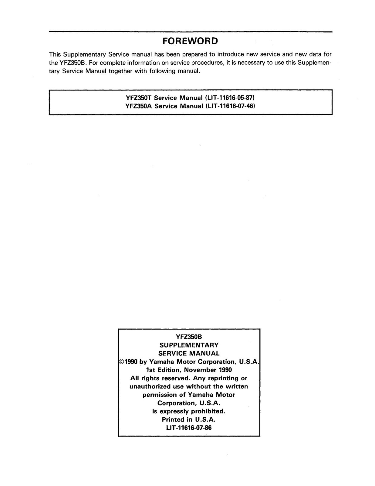 YAMAHA YFZ350 Banshee ATV Service Manual – METAL WIRE BINDING – RUGGED COVERS