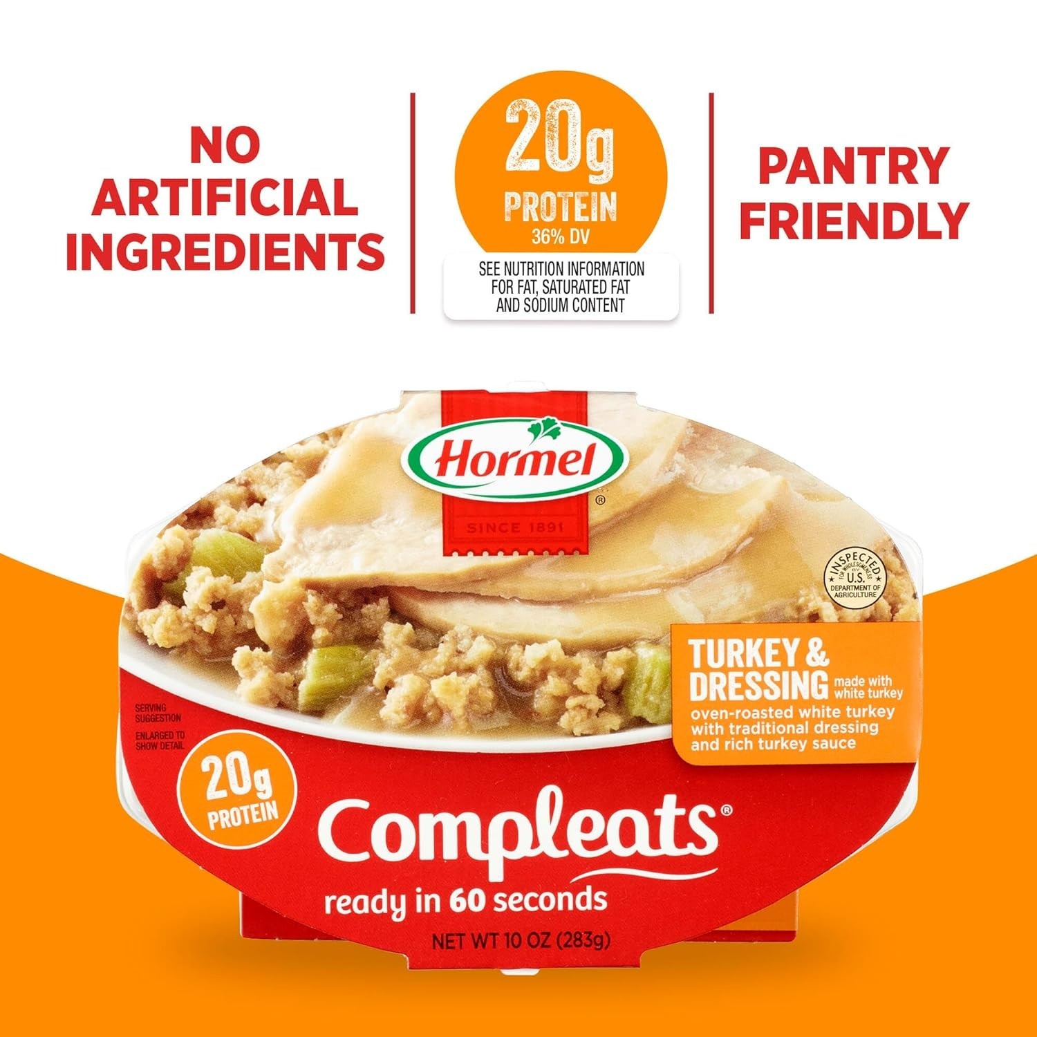 Turkey & Dressing Microwave Trays – 20g Protein per Serving – 6 Pack of 10 oz