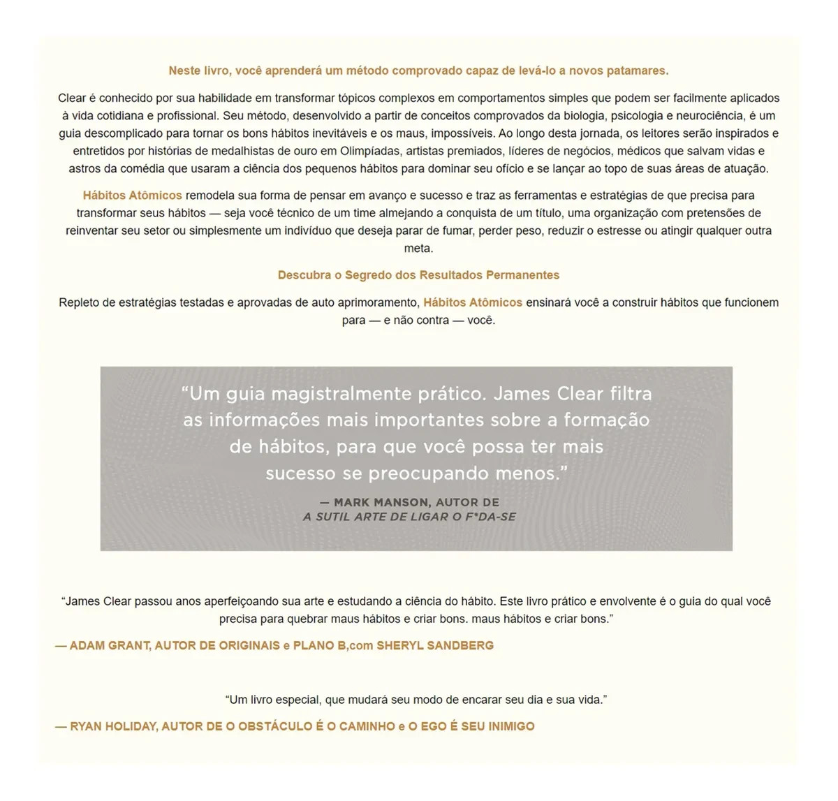 Livro: Habitos Atomicos – James Clear (Em Portugues do Brasil)