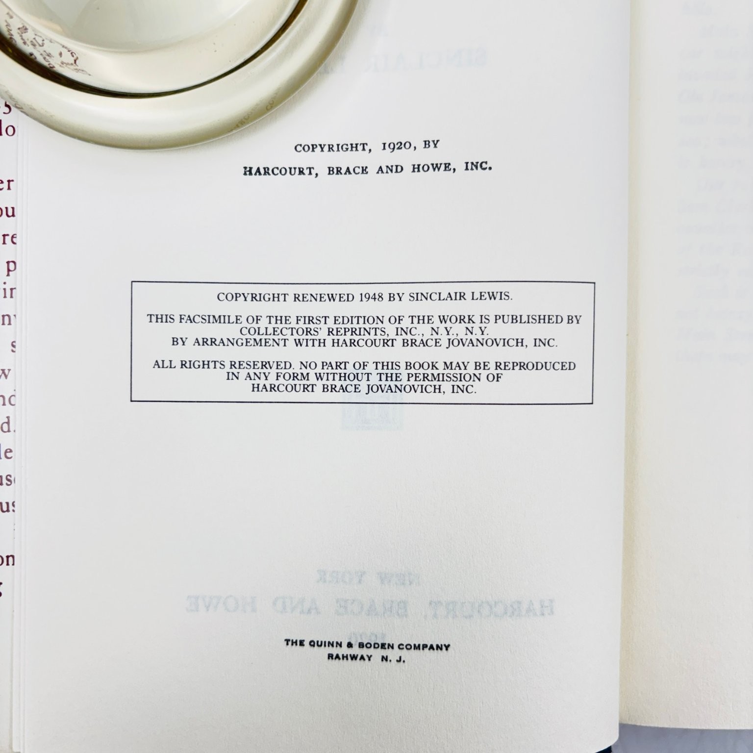 Main Street Sinclair Lewis 1948 First Edition Library Hardcover Facsimile