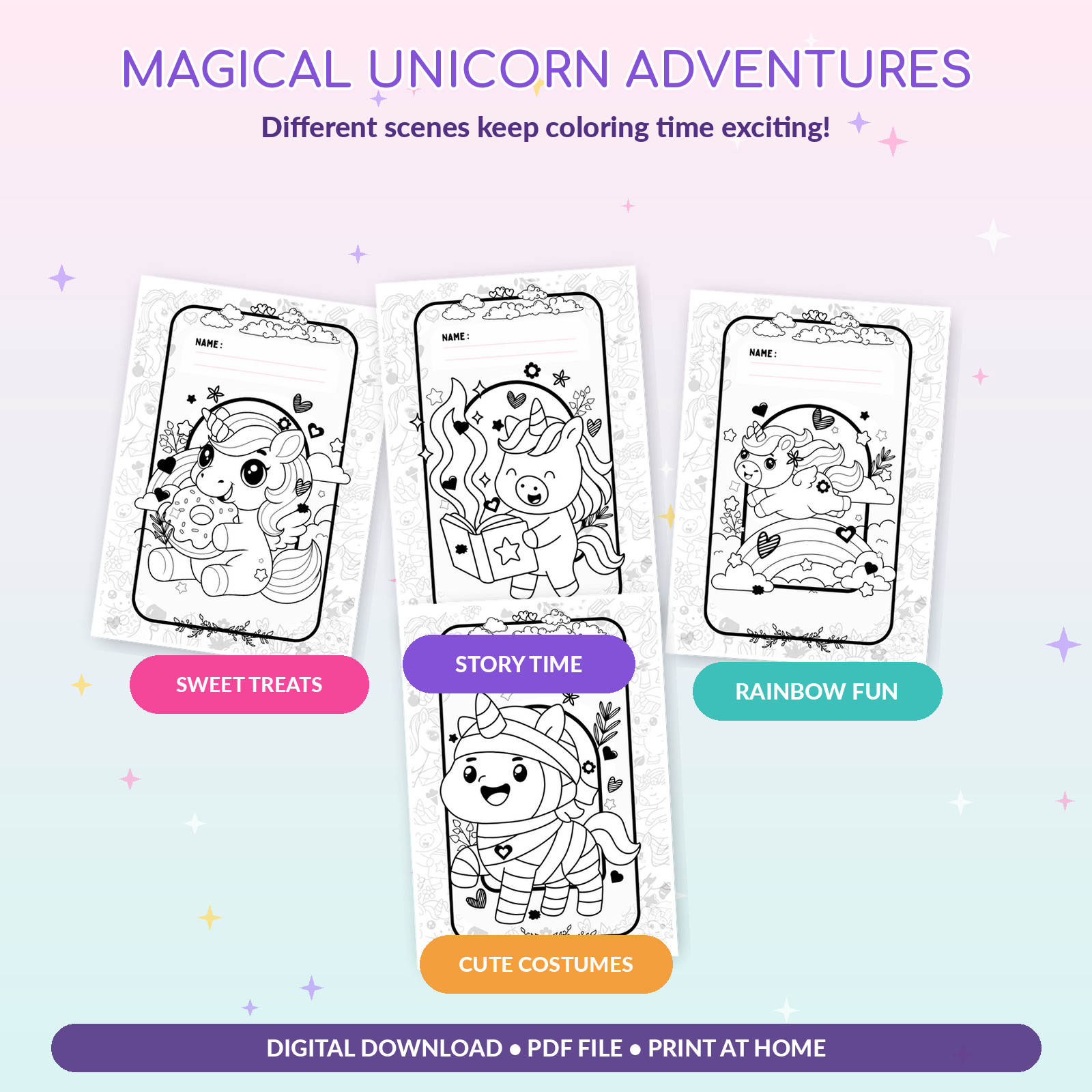 DIGITAL CONTEN – Unicorn Coloring Book: For Kids Ages 4-8 PRINTABLE