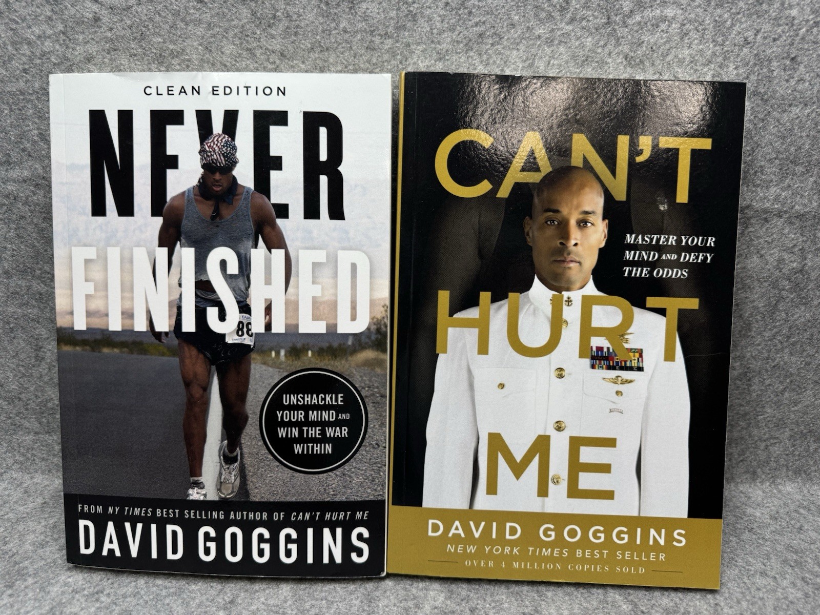 David Goggins Can’t Hurt Me & Never Finished 2 PB Motivational Book Lot