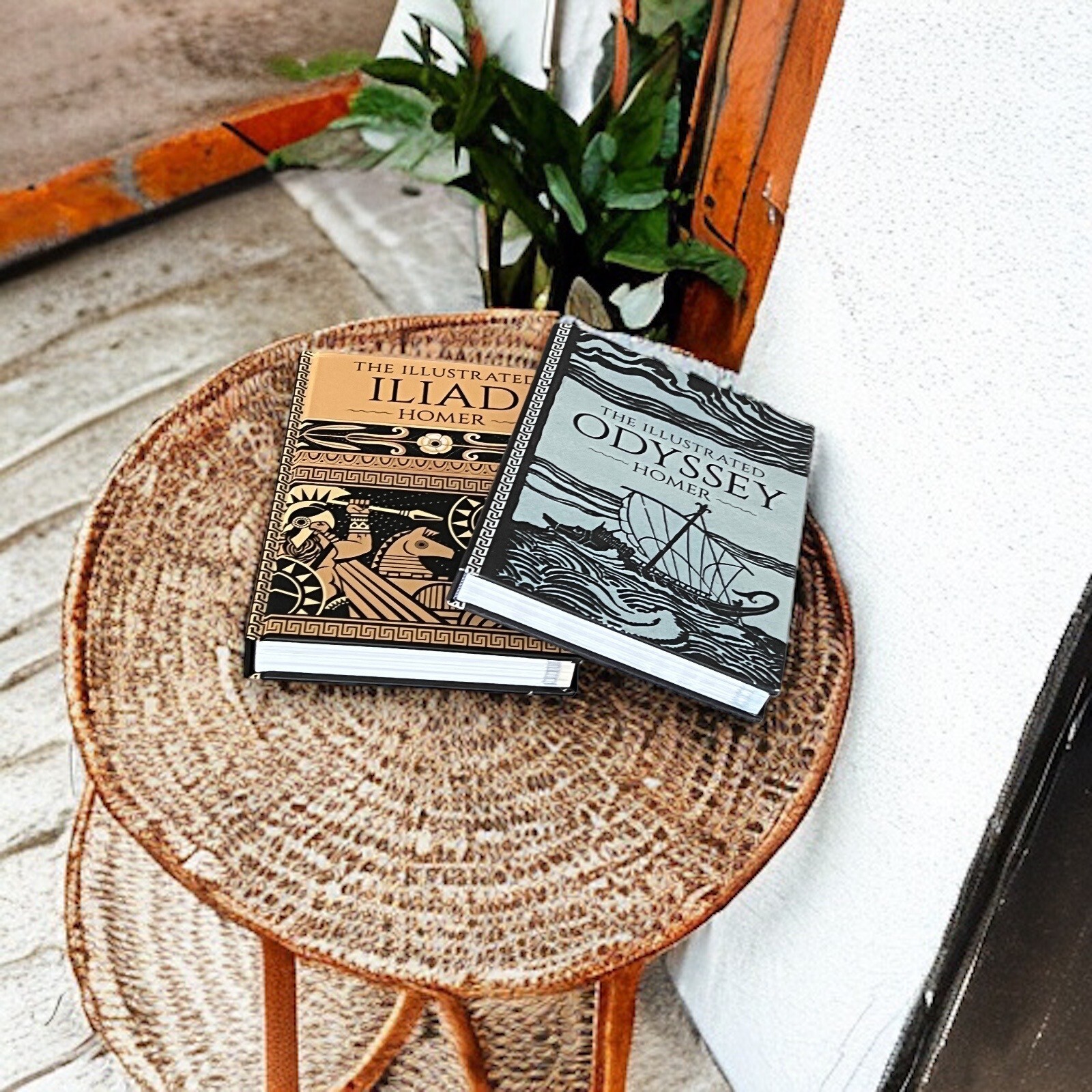 2-Book Set: THE ILLUSTRATED ILIAD & ODYSSEY by Homer Hardcover Deluxe Classics