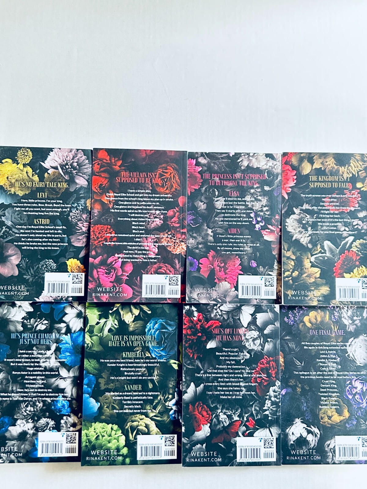 Lot of 8 .. Complete Set Royal Elite Series (Trade Paperbacks) by Rina Kent OOP