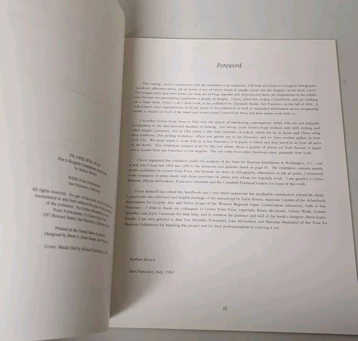 Ink, Paper, Metal, Wood How to Recognize Contemporary Artists’ Prints Brown 62pp