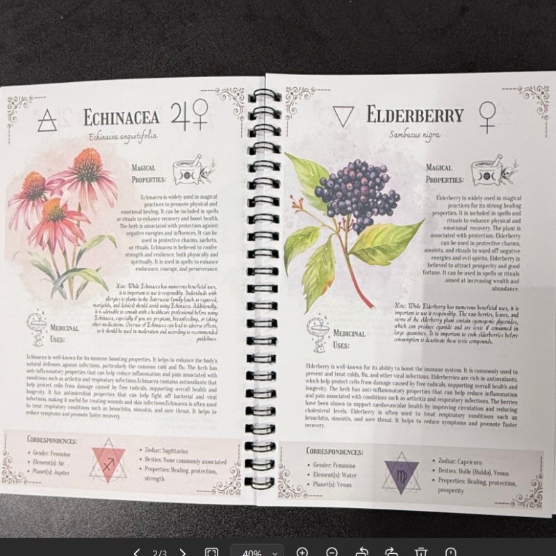 Spiral-bound Natural Healing Handbook Herbal Encyclopedia & Plant Guide Notebook