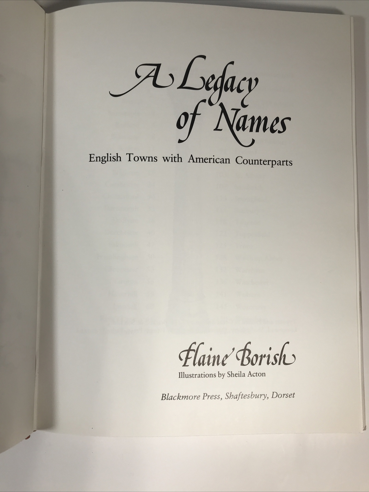 A Legacy of Names: English Towns with American Counterparts (Eg Massachusetts)