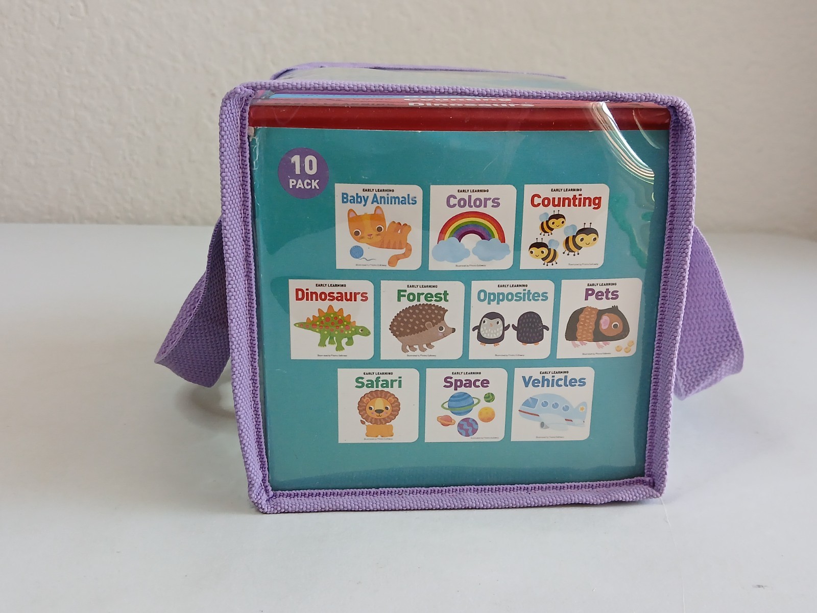Early Learning TAKE-ALONG BOARD BOOKS Set of 10 in Carry Case Preowned