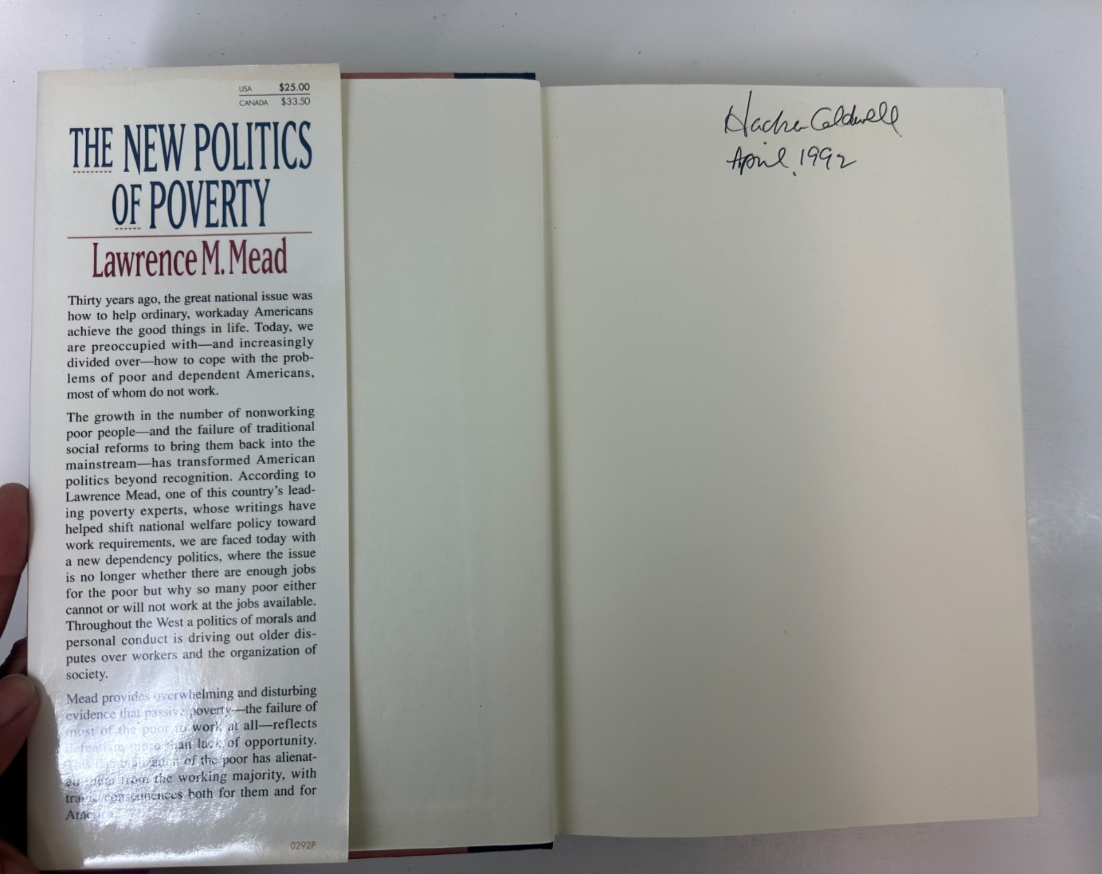 The New Politics Of Poverty Mead 1992 Hardcover GC Social Policy Book