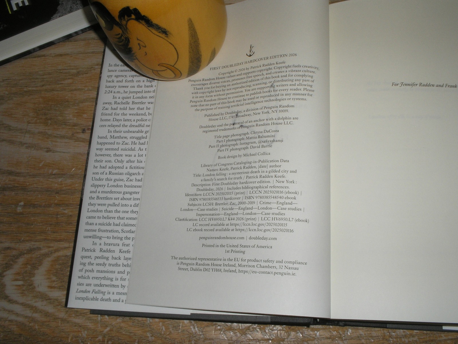 SIGNED London Falling: 1st US print, NEW hardcover by Patrick Radden Keefe 2026