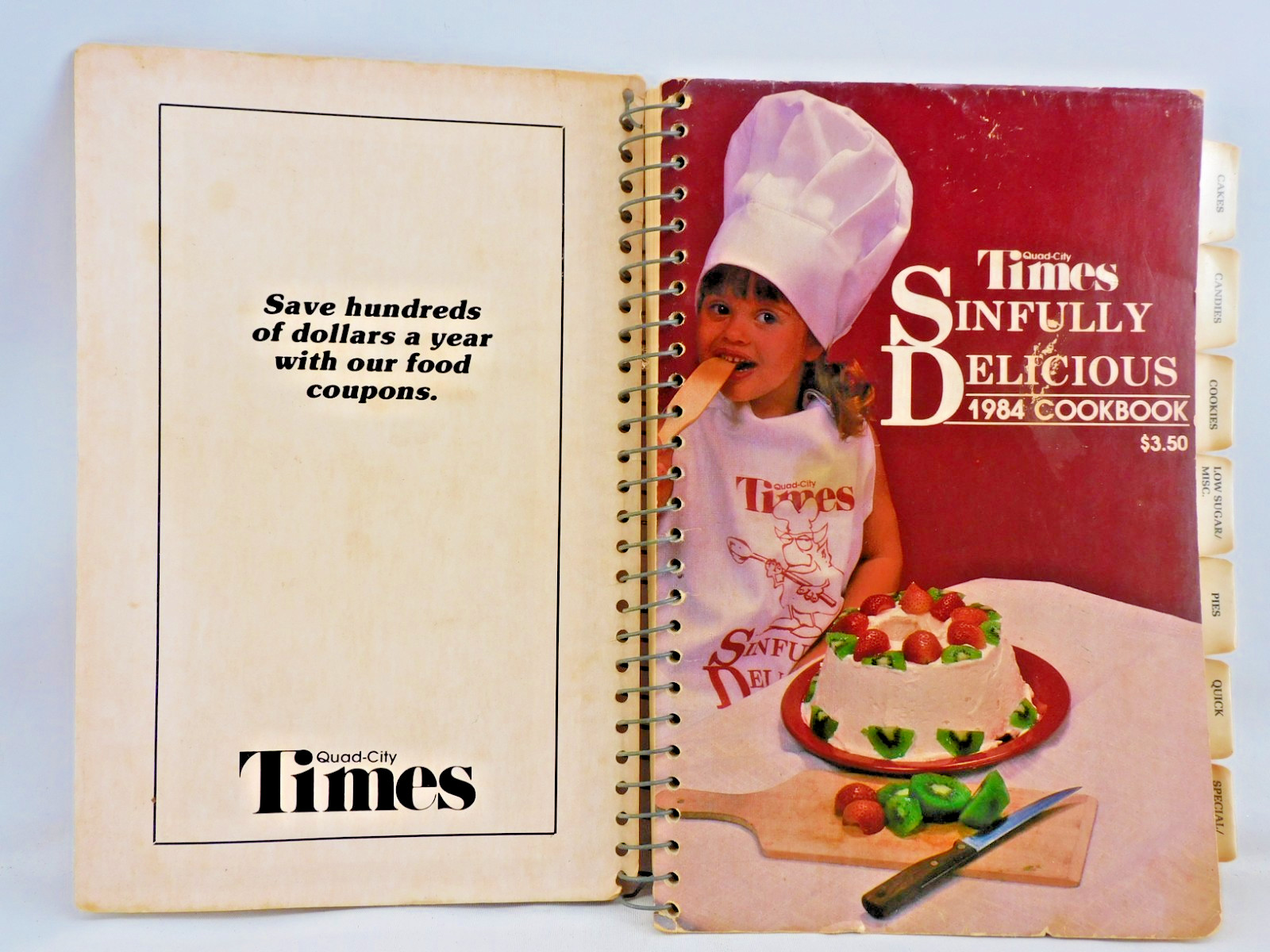 Quad City Times Dessert Cookbook 1984 Sinfully Delicious Spiral Bound 128 Pages