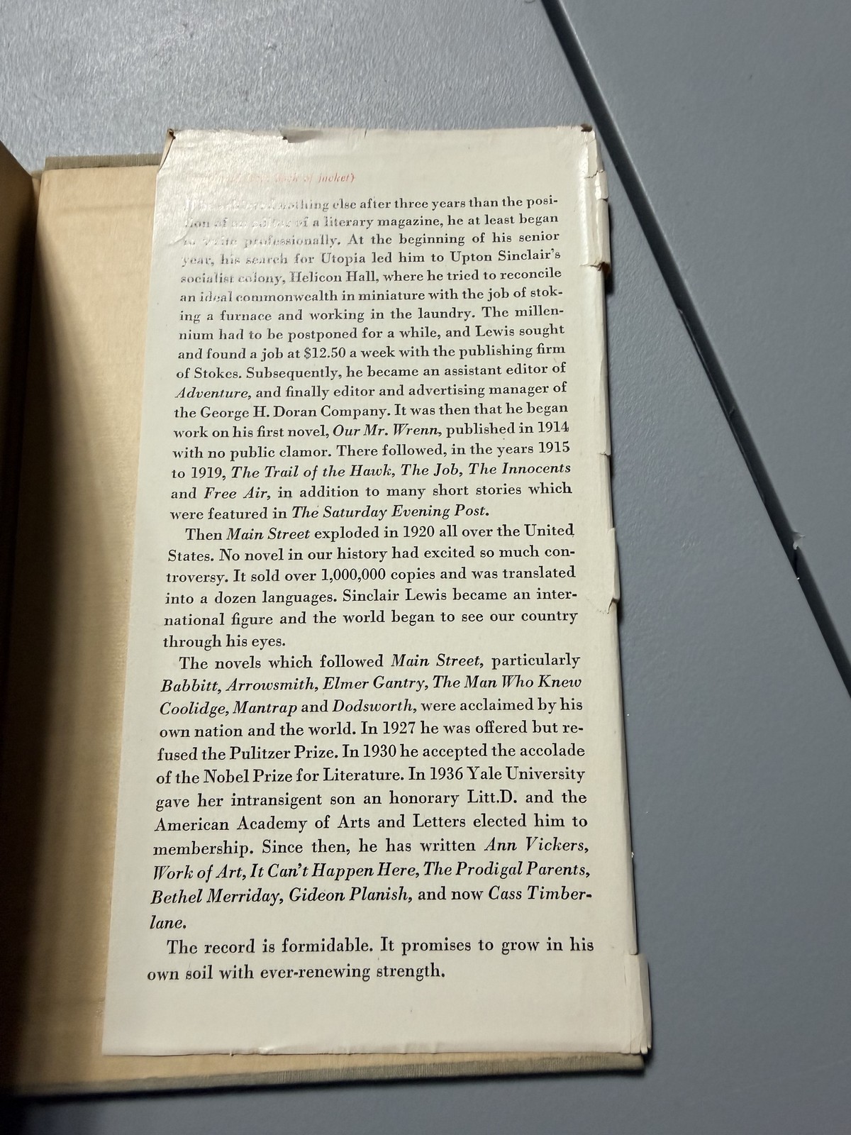 Cass Timberlane Sinclair Lewis 1945 Random House Hardcover Dust Jacket