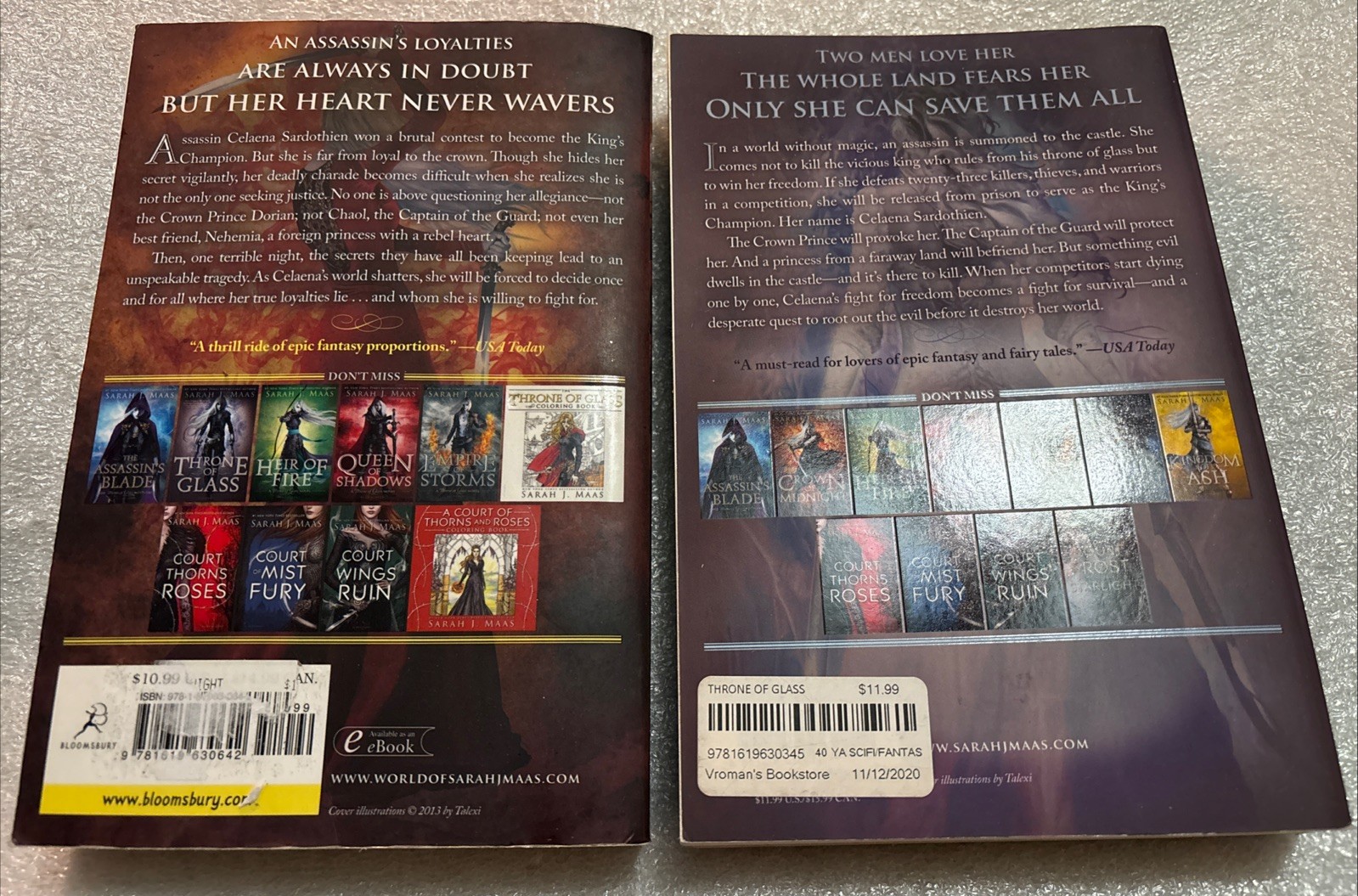 Sarah J Maas Throne of Glass Crown of Midnight OOP Original Covers
