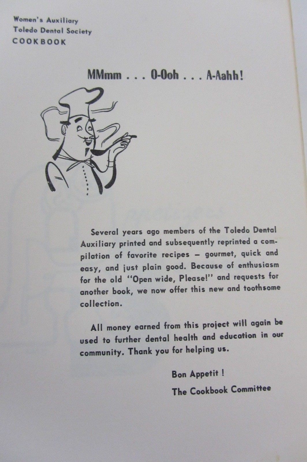 Cookbook II, Toledo Dental Auxiliary 126 pages frozen fruit salad, Beef Roulades