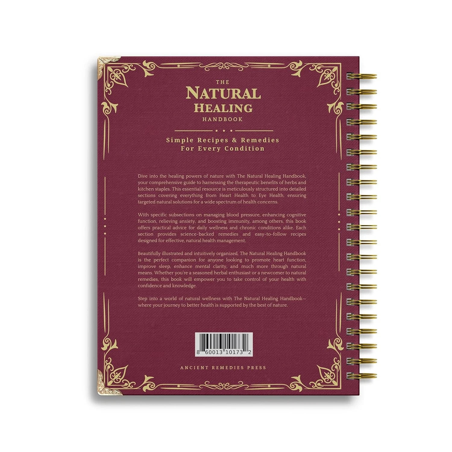 The Natural Healing Handbook, Spiral-Bound Guide For Herbal Remedies And Natural