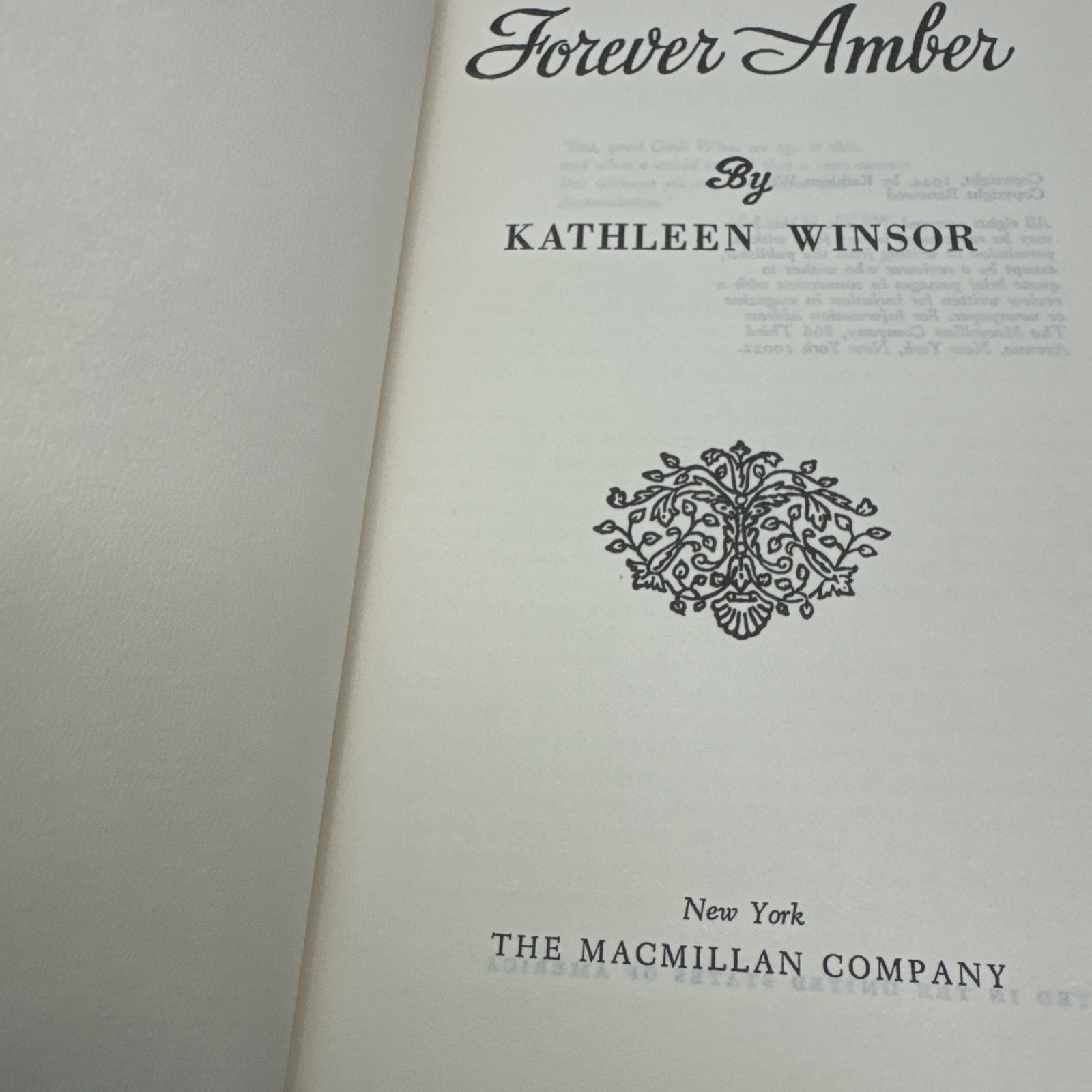 Forever Amber Kathleen Winsor Hardcover Best Seller Library Macmillan Vintage